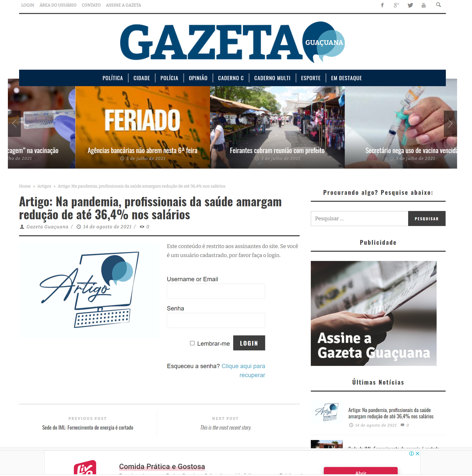 Gazeta Guaçuana - Na pandemia, profissionais da saúde amargam redução de até 36,4% nos salários